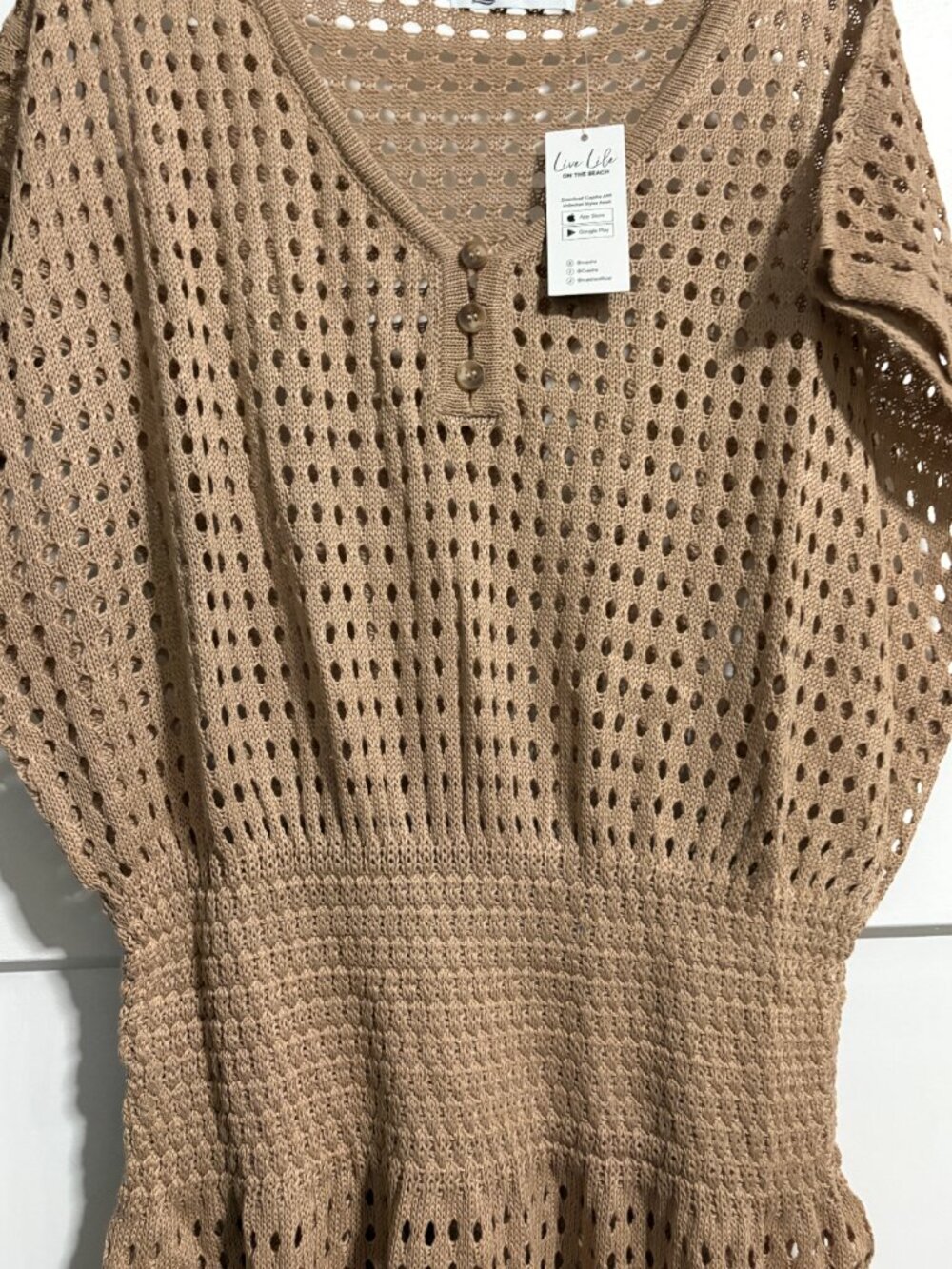 CUPSHE Women Crochet Swim Cover Up V Neck  Beach Dress  sz L NEW - Picture 3 of 5